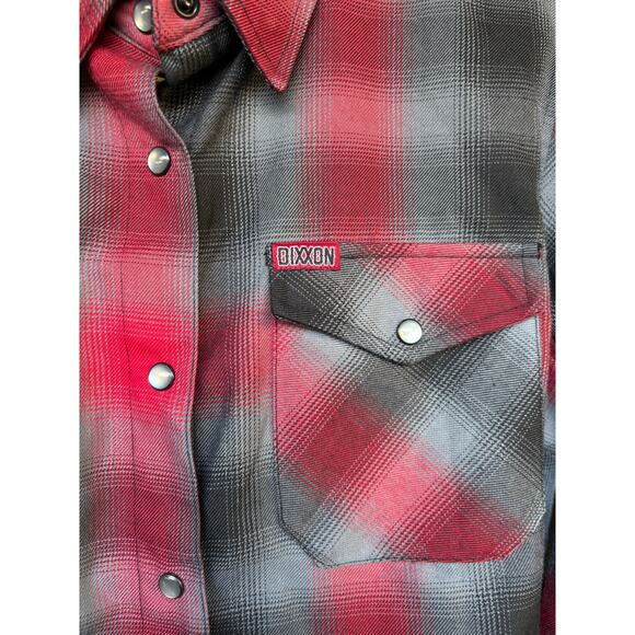 NWOT DIXXON Womens Black Grey Red The Blazer Pearl Snap Flannel Shirt Jacket - L - Picture 4 of 8